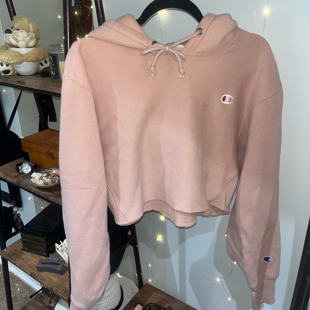 CHAMPION Cropped Raw Edge Hoodie S